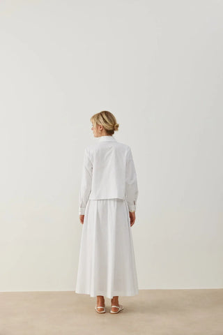 Nota Keten Etek Gömlek Takım Beyaz