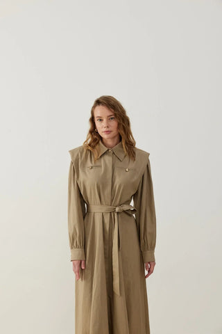 Lina Keten Elbise Bej