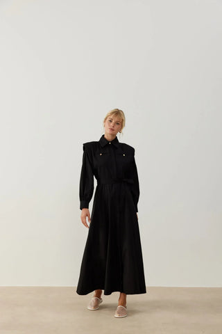 Lina Keten Elbise Siyah