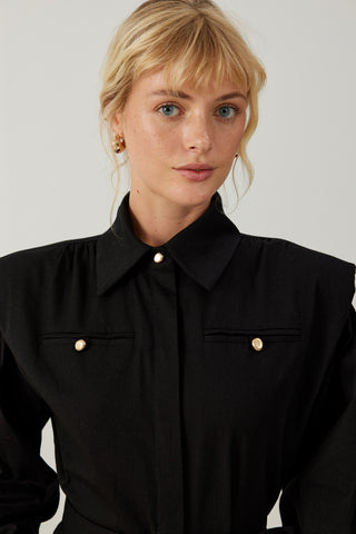 Lina Keten Elbise Siyah
