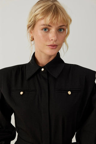 Lina Keten Elbise Siyah