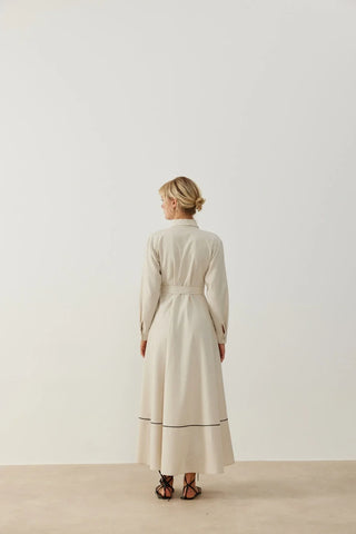 Doğa Biyeli Keten Elbise Naturel