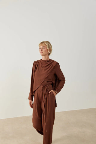 Alaçatı Keten Takım Kahverengi