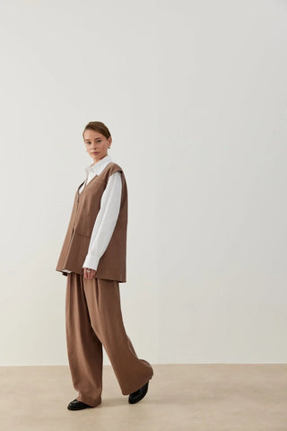 Modal Yelek Takım Kahverengi