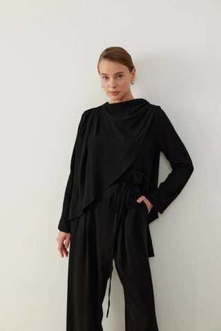 Alaçatı Keten Takım Siyah