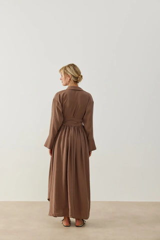 Modal Kimono Elbise Kahverengi