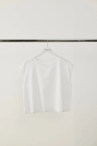 Pamuk Vual Kısa Bluz Astarı Beyaz