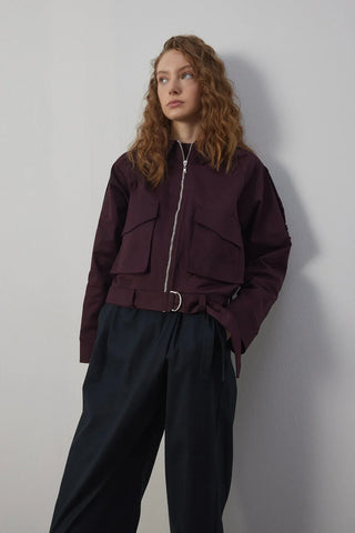 Charlot Astarlı Kısa Trençkot Bordo