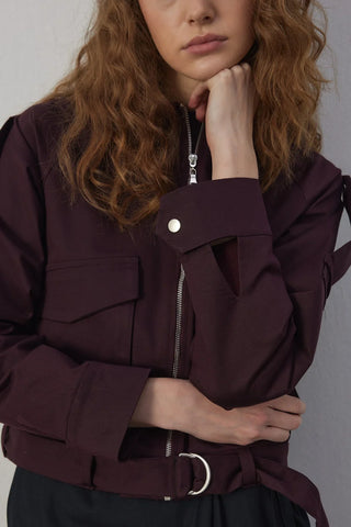 Charlot Astarlı Kısa Trençkot Bordo