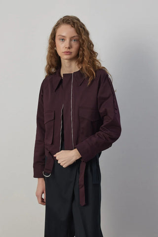 Charlot Astarlı Kısa Trençkot Bordo