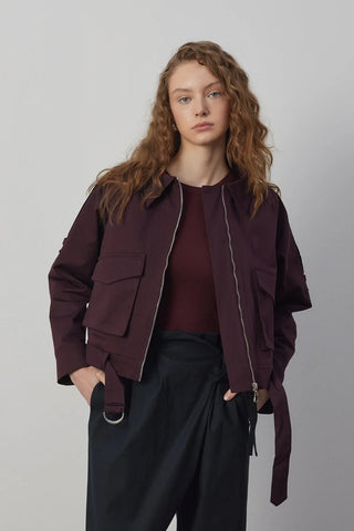 Charlot Astarlı Kısa Trençkot Bordo