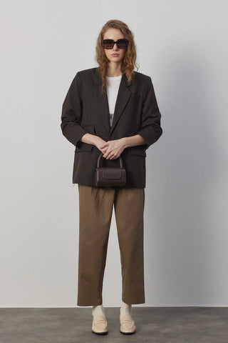 Çift Cep Blazer Ceket Kahverengi