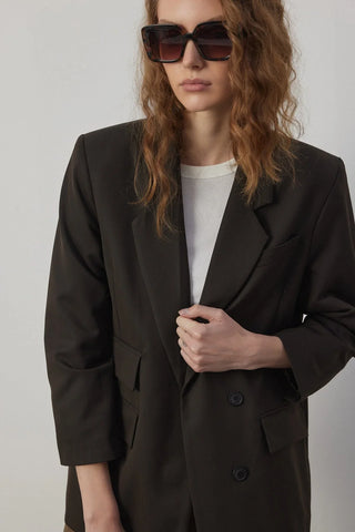 Çift Cep Blazer Ceket Kahverengi