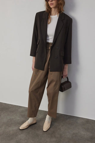 Önü Kapaklı Stil Pantolon Haki