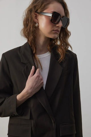 Çift Cep Blazer Ceket Kahverengi