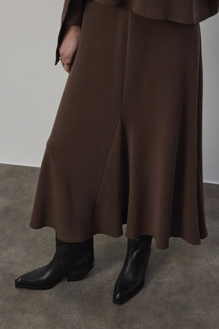 Jade Bluz ve Godeli Etek Takım Kahverengi