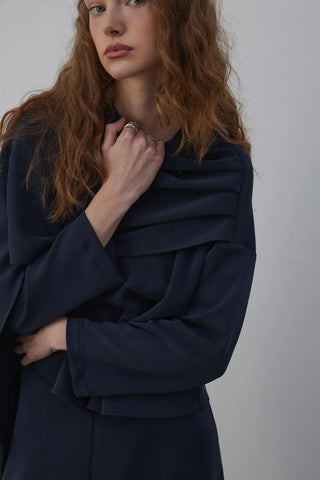 Jade Bluz ve Godeli Etek Takım Lacivert