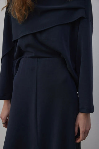 Jade Bluz ve Godeli Etek Takım Lacivert