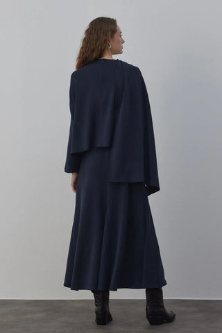 Jade Bluz ve Godeli Etek Takım Lacivert