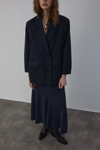 Çift Cep Blazer Ceket Lacivert