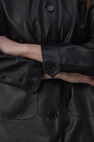 Sabana Astarlı Deri Ceket Siyah