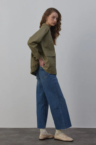 Sabana Astarlı Deri Ceket Yeşil