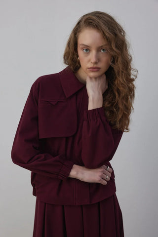 Amber Astarlı Bomber Ceket Bordo