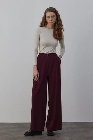 Premium Palazzo Pantolon Bordo