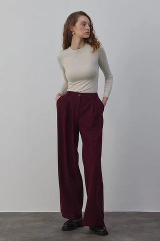 Premium Palazzo Pantolon Bordo