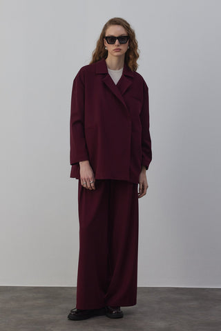 Edy Astarlı Kruvaze Blazer Ceket Bordo
