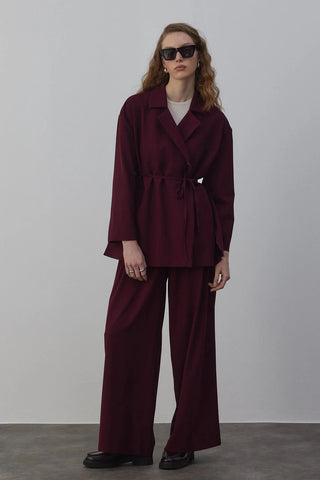 Edy Astarlı Kruvaze Blazer Ceket Bordo