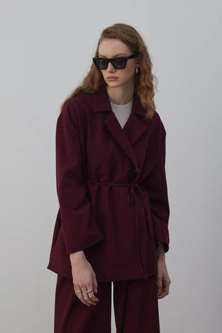Edy Astarlı Kruvaze Blazer Ceket Bordo