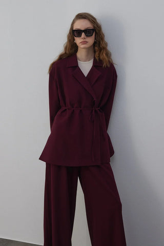 Edy Astarlı Kruvaze Blazer Ceket Bordo