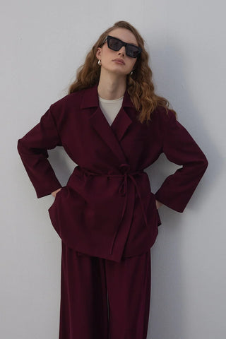 Edy Astarlı Kruvaze Blazer Ceket Bordo