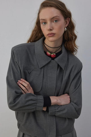 Amber Astarlı Bomber Ceket Gri