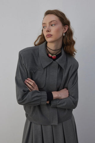 Amber Astarlı Bomber Ceket Gri