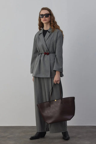 Edy Astarlı Kruvaze Blazer Ceket Gri