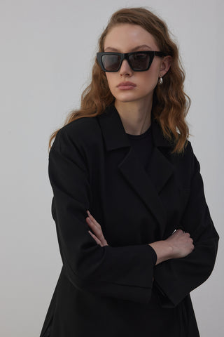 Edy Astarlı Kruvaze Blazer Ceket Siyah