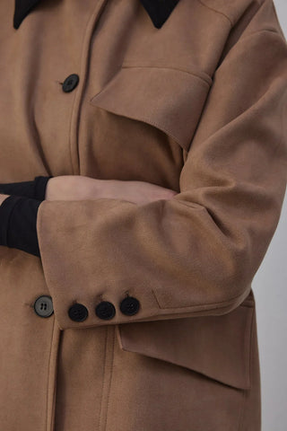 Suti Astarlı Süet Ceket Vizon