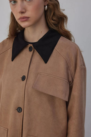 Suti Astarlı Süet Ceket Vizon