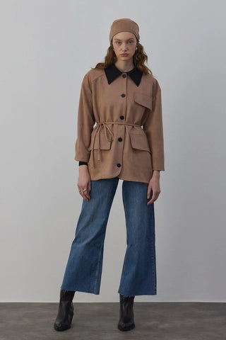 Suti Astarlı Süet Ceket Vizon