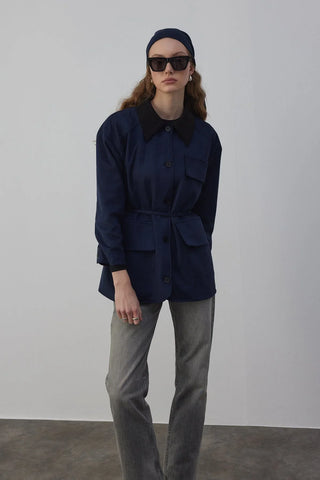 Suti Astarlı Süet Ceket Lacivert