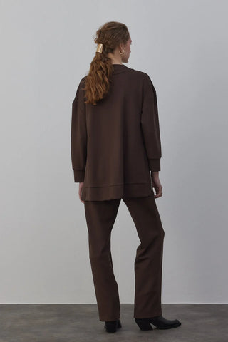 Oyşo Yandan Fermuarlı Takım Kahve