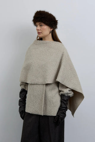 Revoni Şal Yaka Kaban Vizon