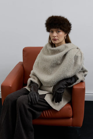 Revoni Şal Yaka Kaban Vizon