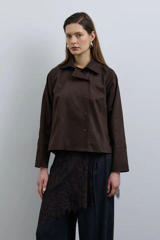 Elvo Kruvaze Düğmeli Gömlek Kahverengi