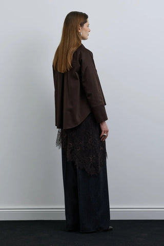 Elvo Kruvaze Düğmeli Gömlek Kahverengi