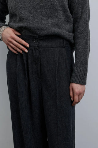 Pileli Wide Leg Pantolon Antrasit