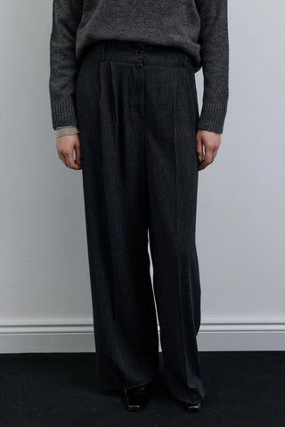 Pileli Wide Leg Pantolon Antrasit