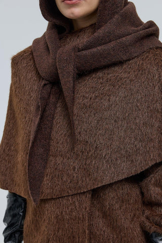 Revoni Şal Yaka Kaban Kahverengi